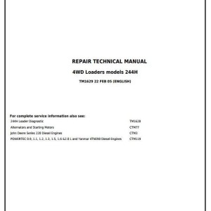 John Deere 244H 4WD Loader Repair Technical Manual TM1629