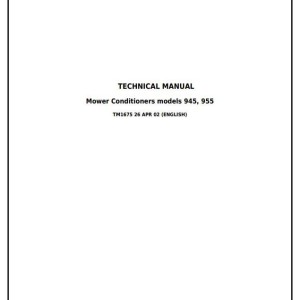 John Deere 945 955 Center Pivot Rotary Mower-Conditioner Diagnostic Repair Technical Manual TM1675