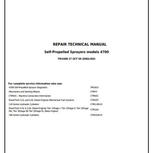 John Deere 4700 Self-Propelled Sprayer Repair Technical Manual TM1688