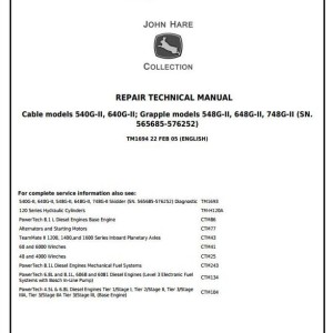 John Deere 540G-II 548G-II 640G-II 648G-II 748G-II Skidder Repair Technical Manual TM1694