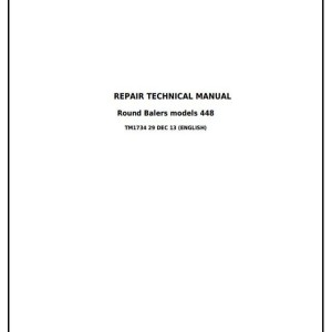 John Deere 448 458 Round Baler Repair Technical Manual TM1734