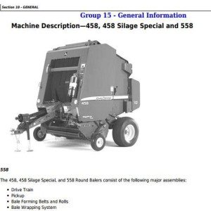 John Deere 458 458s 558 Round Baler Repair Technical Manual TM1735
