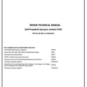 John Deere 6700 Self-Propelled Sprayer Repair Technical Manual TM1742