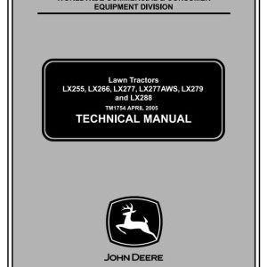 John Deere LX255 LX266 LX277 LX277AWS LX279 LX288 Lawn Tractor Technical Manual TM1754