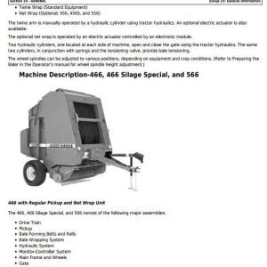 John Deere 446 456 456s 546 556 466 466s 566 Round Baler Technical Manual TM1767