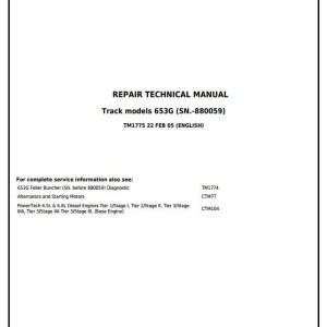John Deere 653G Feller Buncher Repair Technical Manual TM1775