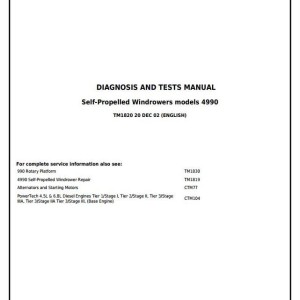John Deere 4990 Self-Propelled Windrower Diagnosis Test Manual TM1820