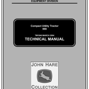John Deere 990 Compact Utility Tractor Technical Manual TM1848