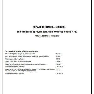 John Deere 4710 Self-Propelled Sprayer Repair Technical Manual TM1861