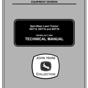 John Deere SST15 SST16 SST18 Spin-Steer Lawn Tractor Technical Manual TM1908