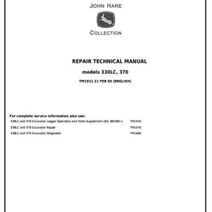 John Deere 330LC 370 Excavator Logger Repair Technical Manual Supplement TM1911