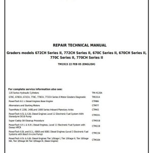 John Deere 670C 670CH 672CH 770C 770CH 772CH Series II Motor Grader Repair Technical Manual TM1915