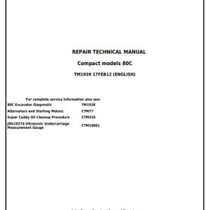 John Deere 80C Excavator Repair Technical Manual TM1939
