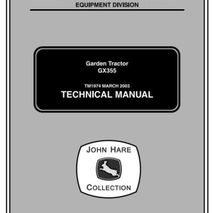 John Deere GX355D Lawn Garden Tractor Technical Manual TM1974