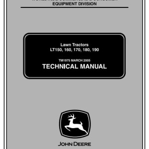 John Deere LT150 LT160 LT170 LT180 LT190 Lawn Tractor Technical Manual TM1975