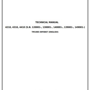 John Deere 4210 4310 4410 Compact Utility Tractor Technical Manual TM1985
