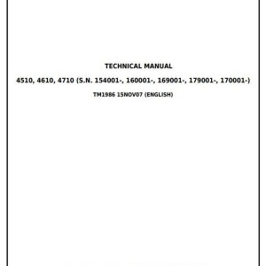 John Deere 4510 4610 4710 Compact Utility Tractor Technical Manual TM1986