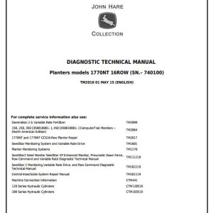 John Deere 1770NT 1770NT CCS 16-Row Planter Diagnosis Test Technical Manual TM2018