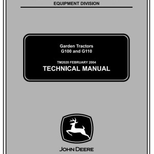 John Deere G100 G110 North America Lawn Garden Tractor Technical Manual TM2020