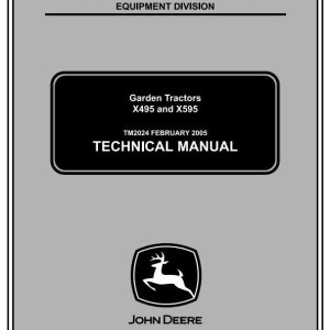 John Deere X495 X595 Lawn Garden Tractor Technical Manual TM2024