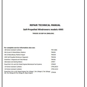 John Deere 4995 Self-Propelled Windrower Repair Technical Manual TM2035