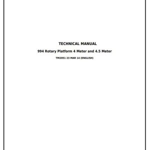 John Deere 994 4 4.5 Meter Rotary Platform Diagnostic Repair Technical Manual TM2051