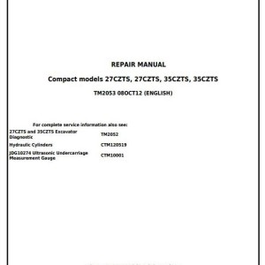 John Deere 27Czts 35Czts Excavator Repair Technical Manual TM2053