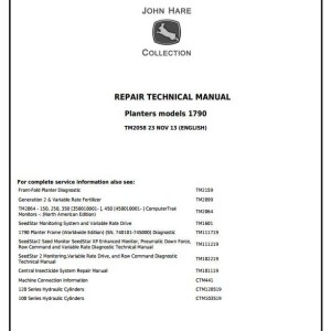 John Deere 1790 Front-Fold Planter Repair Technical Manual TM2058