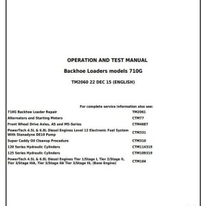 John Deere 710G Backhoe Loader Diagnostic Operation Test Manual TM2060