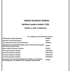 John Deere 710G Backhoe Loader Repair Technical Manual TM2061
