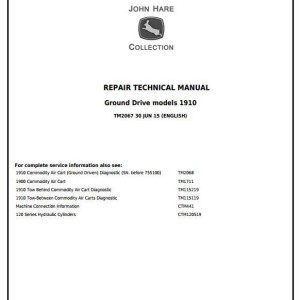 John Deere 1910 Commodity Air Cart Ground Drive Repair Technical Manual TM2067