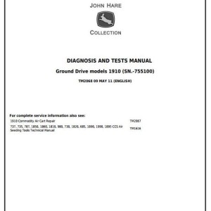 John Deere 1910 Commodity Air Cart Ground Drive Diagnostic Test Manual TM2068
