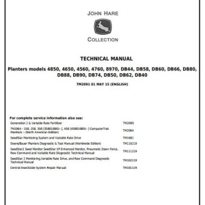 John Deere DB Series Planter Diagnosis Repair Technical Manual TM2091