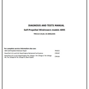 John Deere 4895 Self-Propelled Windrower Diagnosis Test Manual TM2114