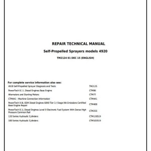 John Deere 4920 Self-Propelled Sprayer Repair Technical Manual TM2124