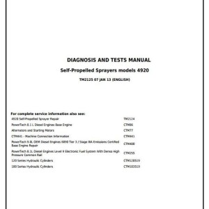 John Deere 4920 Self-Propelled Sprayer Diagnosis Test Manual TM2125