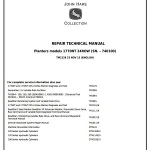 John Deere 1770NT 1770NT CCS 24-Row Planter Repair Technical Manual TM2128