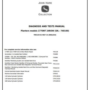 John Deere 1770NT 1770NT CCS 24-Row Planter Diagnosis Test Manual TM2129