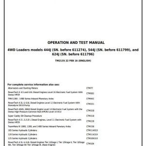 John Deere 444J 544J 624J Loader Diagnostic Operation Test Manual TM2135