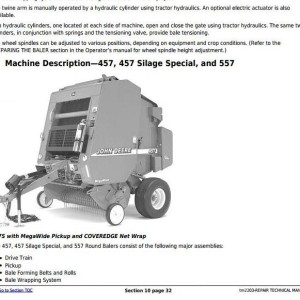 John Deere 457s 467s 447 457 467 547 557 567 Silage Special Round Balers Repair Technical Manual TM2