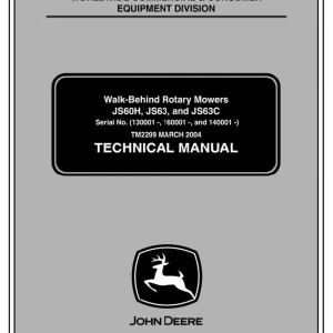 John Deere JS63 JS63C S60H Walk-Behind Rotary Mowers Technical Manual TM2209