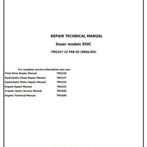 John Deere 950C Crawler Dozer Repair Technical Manual TM2247