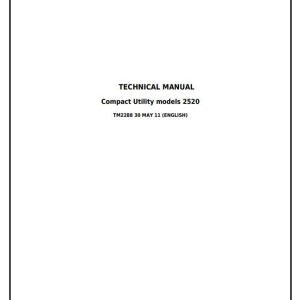 John Deere 2520 Series Compact Utility Tractor Repair Test Adjustments Technical Manual TM2288