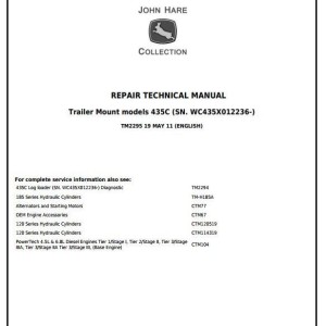 John Deere Timberjack 435C Trailer Mount Log Loader Repair Technical Manual TM2295