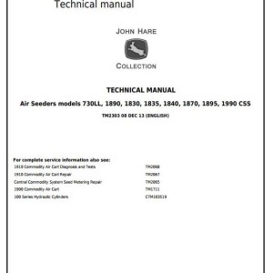 John Deere 730LL 1830 1835 1840 1870 1890 1895 1990 Air Seeding Tools Technical Manual TM2303