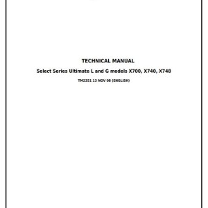 John Deere X700 X740 X748 Tractor Diagnostic Repair Technical Manual TM2351