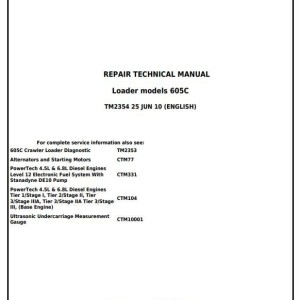 John Deere 605C Crawler Loader Repair Technical Manual TM2354