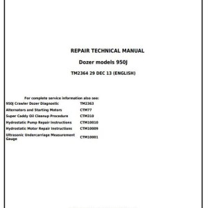 John Deere 950J Crawler Dozer Repair Technical Manual TM2364