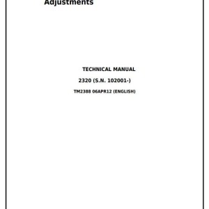 John Deere 2320 Compact Utility Tractor Repair Test Adjustments Technical Manual TM2388