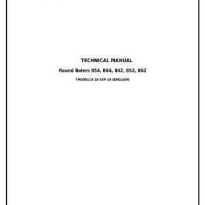 John Deere 842 852 854 862 864 Round Balers Diagnostic Repair Manual TM300119